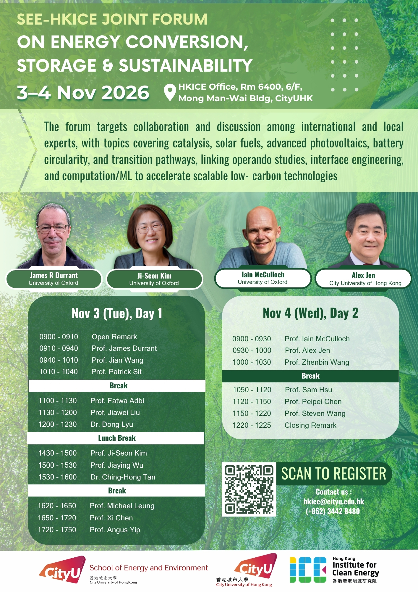 SEE-HKICE Joint Forum on Energy Conversion, Storage & Sustainability 3–4 Nov 2026